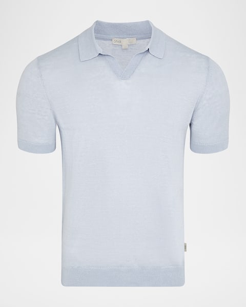 Giorgio Armani Men's Textured Knit Short-Sleeve Quarter-Zip Polo