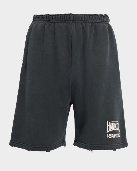 Willy Chavarria Men's Willy Woven Label Stripe Pull-On Shorts