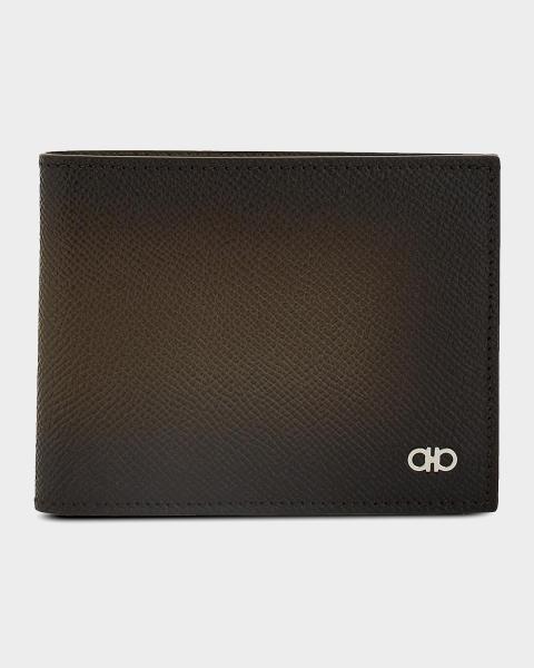 FERRAGAMO Men's Revival Gancini Bi-Fold Leather Wallet with Window
