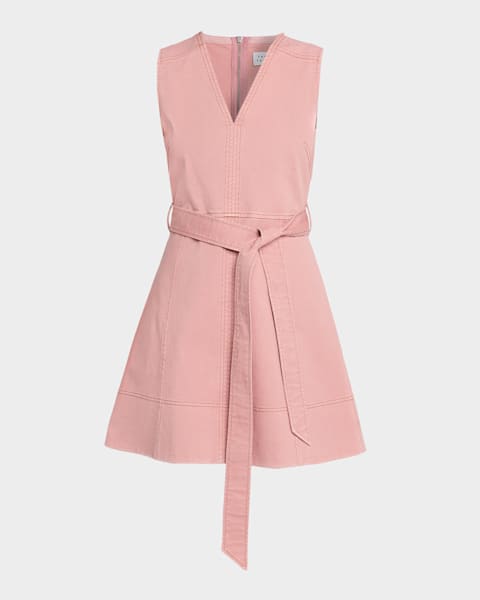 AKNVAS Devyn Denim Ruffle Mini Dress | Neiman Marcus