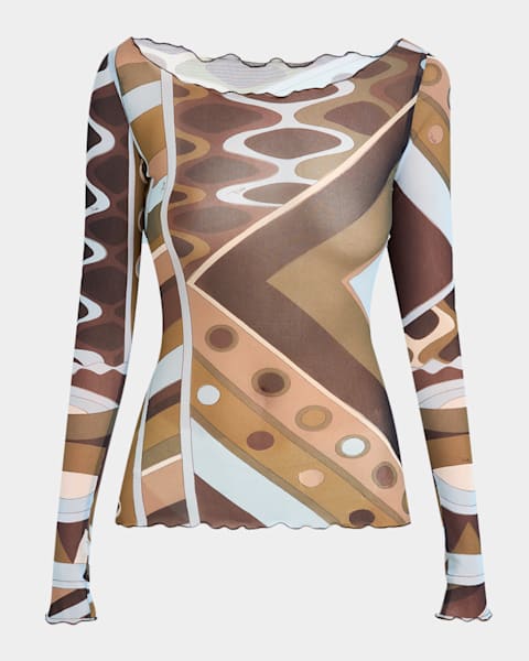 Pucci Pesci-Print Silk Twill Halter Scarf Top | Neiman Marcus