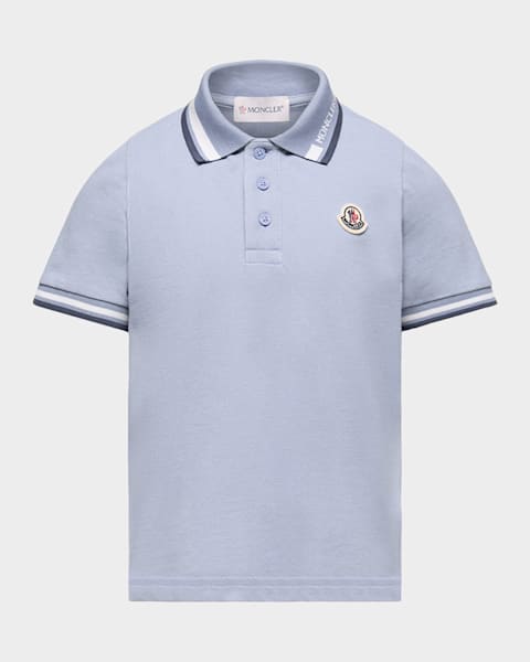 Moncler Boy's Stretch Cotton Pique Polo Shirt, Size 4-6 | Neiman