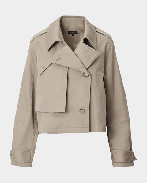 Cinq a Sept Yates Crochet Mirrors Short Trench Coat | Neiman Marcus