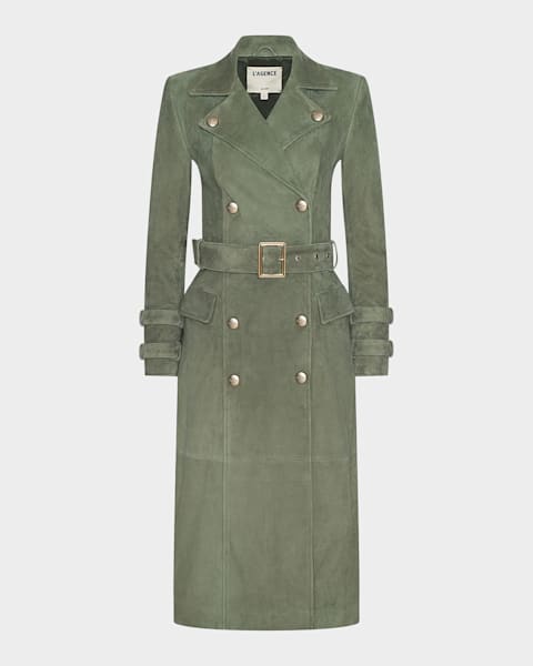 L'Agence Kolina Belted Twill Long Coat | Neiman Marcus