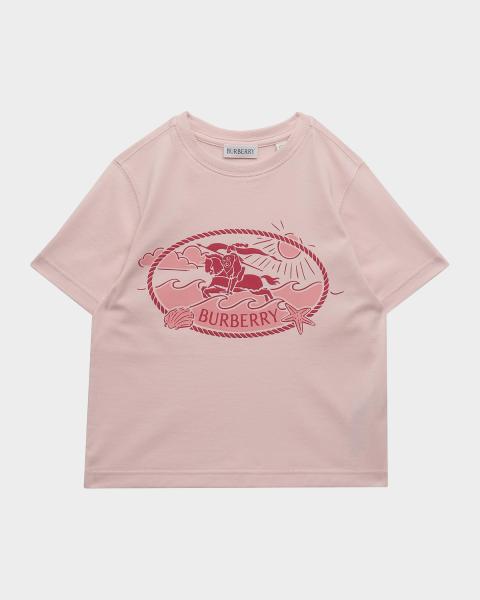 Burberry Girl's Cedar Check Tape Short-Sleeve Crewneck T-Shirt