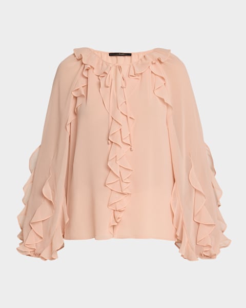 Kobi Halperin Joslyn Ruffle Chiffon Blouse | Neiman Marcus