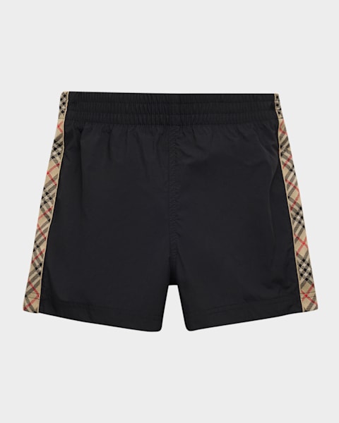 Burberry Boy's Check Trim Cotton Shorts, Size 6M-3 | Neiman Marcus