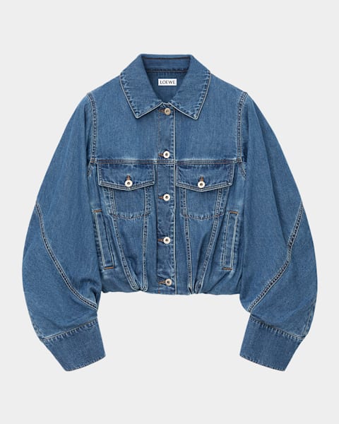 Loewe Collared Denim Trapeze Jacket | Neiman Marcus