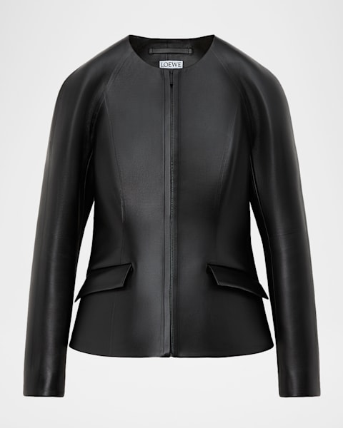 Emporio Armani Tailored Zip-Front Nappa Leather Jacket | Neiman Marcus