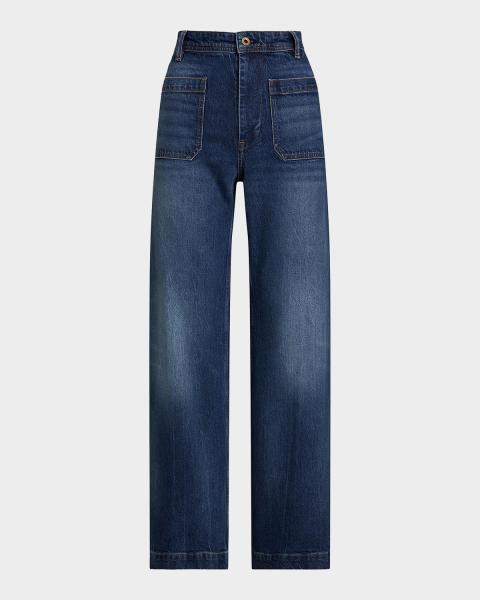 Polo Ralph Lauren 3x1 Rigid Denim Wide-Leg Jeans | Neiman Marcus