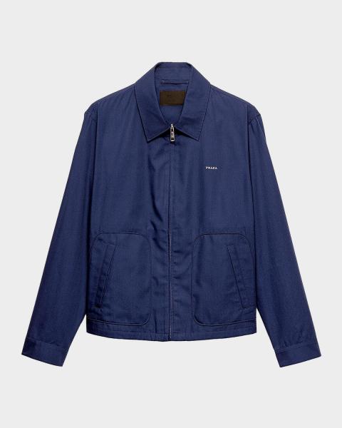 Prada Men's Technical Fabric Zip Track Jacket | Neiman Marcus