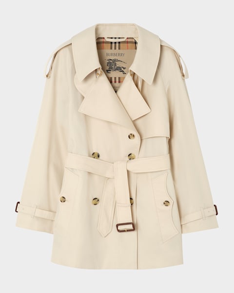 Cinq a Sept Yates Crochet Mirrors Short Trench Coat | Neiman Marcus