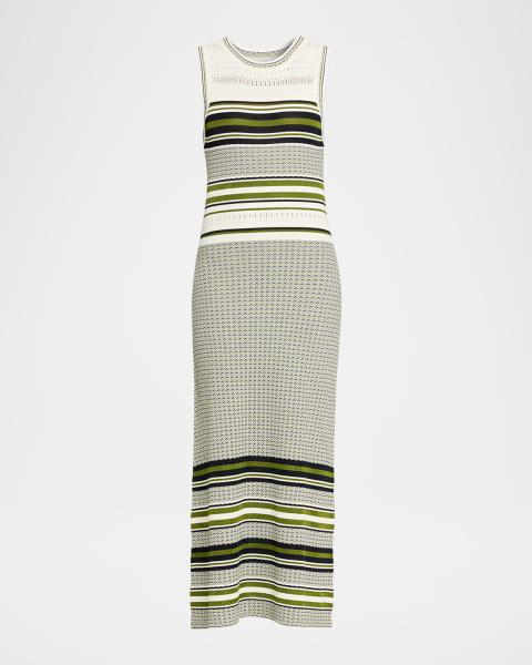 Jil Sander Crochet Knit Sleeveless Maxi Dress