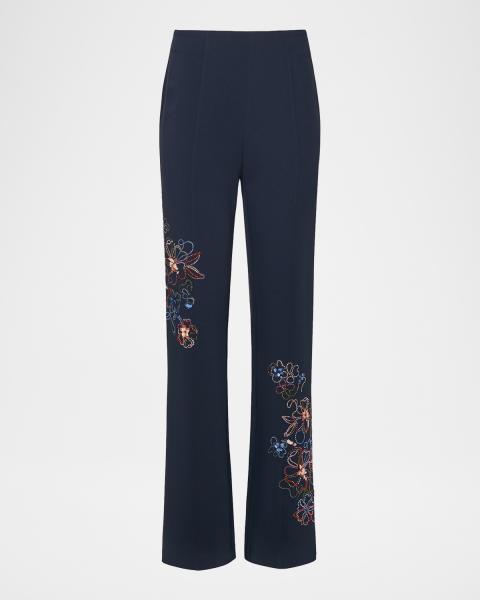 Dries Van Noten Slim Embellished Wool Pants | Neiman Marcus