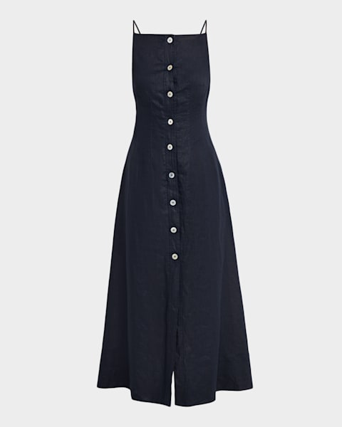 chinese dress ladies Rosedale Linen Dress in Navy main image 0