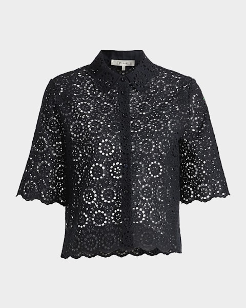 FRAME The Lace Blouse | Neiman Marcus