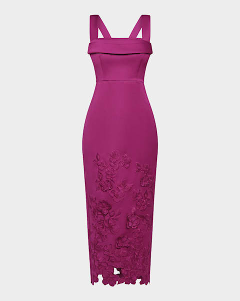 theia lace cocktail dress Theia Lace Knit Midi Dress