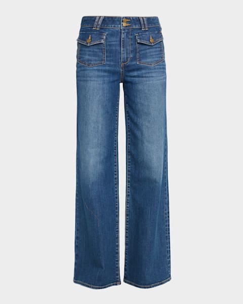 Polo Ralph Lauren 3x1 Rigid Denim Wide-Leg Jeans | Neiman Marcus
