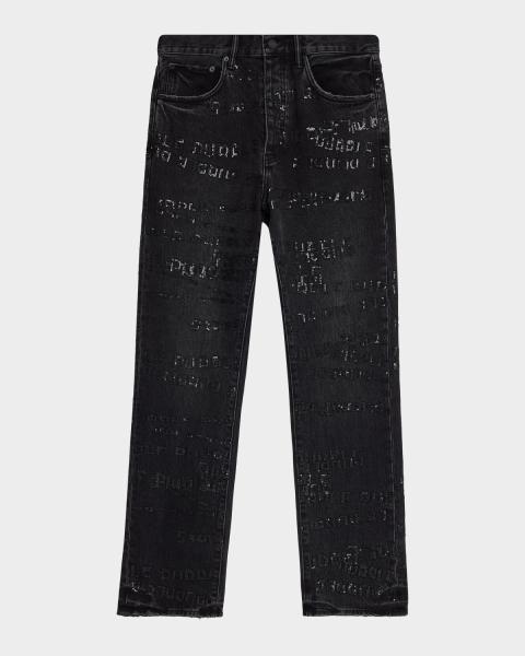 PURPLE Men's P001 Black Resin Skinny Jeans | Neiman Marcus