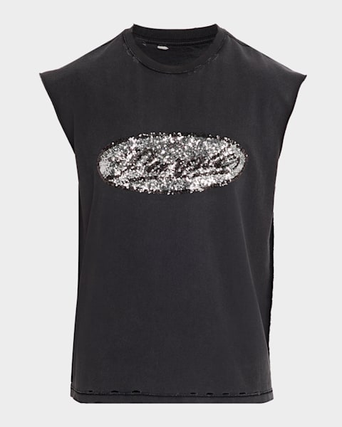 Balmain Men's Relaxed-Fit Logo-Print Tank Top | Neiman Marcus