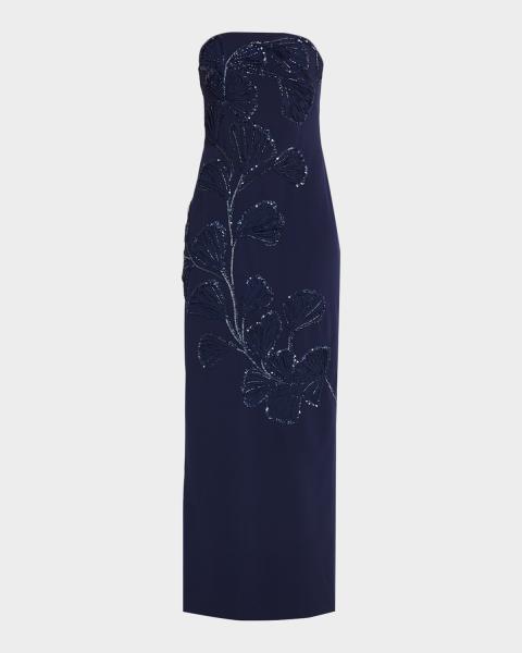 aidan mattox navy blue dress Strapless Embroidered Crepe Column Size:Large (14) Model measurements FALLW24-2 13th Birthday Girl Outfit
