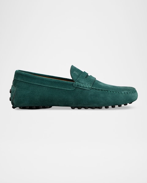Giorgio Armani Men's Suede Driver Penny Loafers | Neiman Marcus