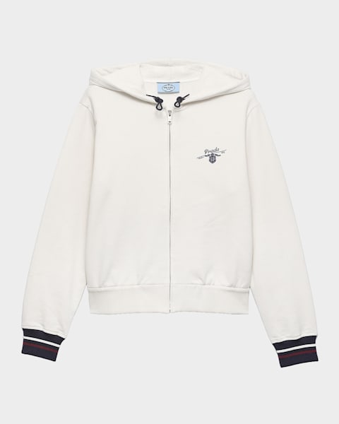 Prada Cotton Zipper Hoodie | Neiman Marcus