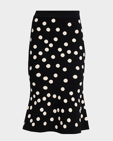Lela Rose Sheer Floral Jacquard Fit-And-Flare Midi Skirt | Neiman