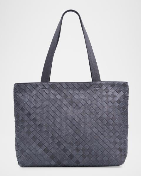 Bottega Veneta Men's Intrecciato Zip North-South Tote Bag | Neiman