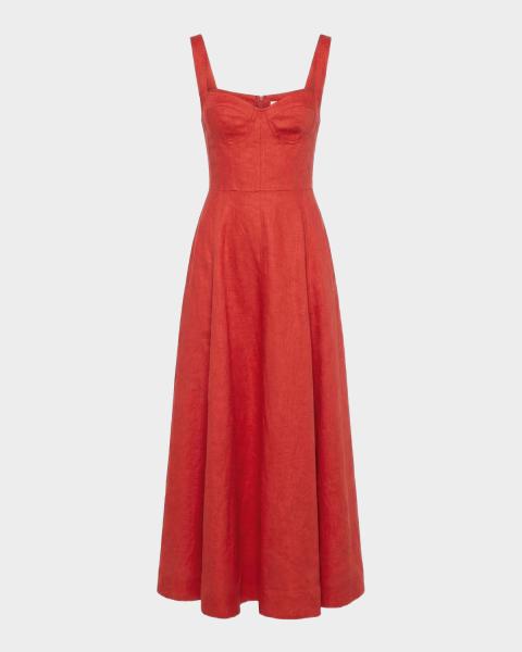 loreta belted linen dress Veronica Beard Loreta Linen Belted Midi-Shirtdress