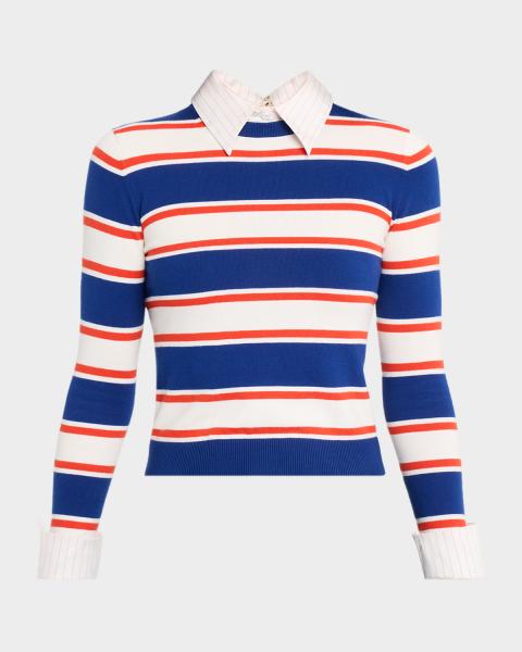 ALICE + OLIVIA Porla Collared Sweater | Neiman Marcus