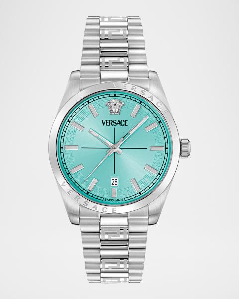 Versace Men\'s Gold & Teal Stainless Steel Bracelet Watch Amazon.com: Versace Hellenyium Men main image 2