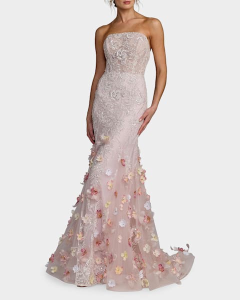 Mac Duggal Flutter-Sleeve Sequin Tulle Gown | Neiman Marcus