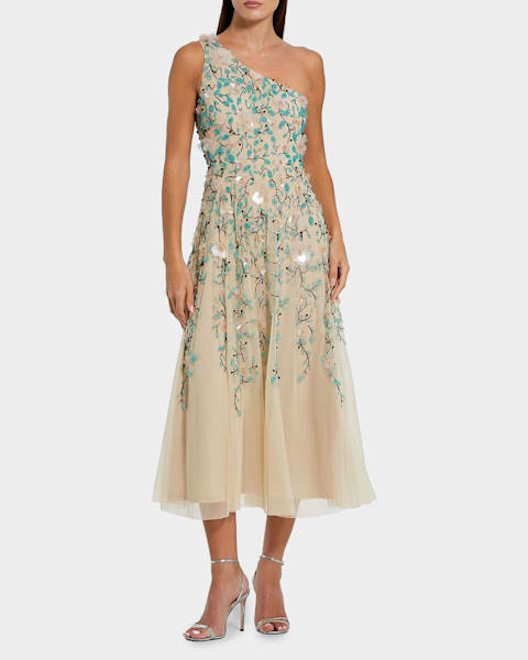 white christmas dresses Pink and Orange Strapless Floral Sequin Midi Dress main image 0