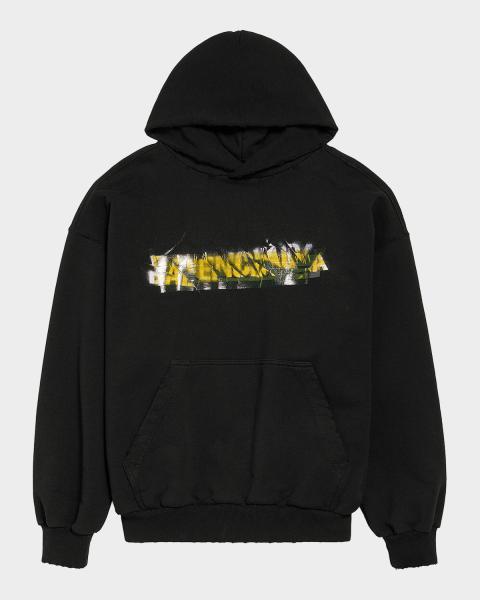 Balenciaga Men's Liquid-Effect Logo Hoodie | Neiman Marcus