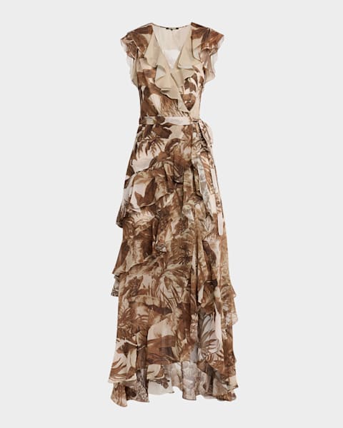 Farm Rio Seashell Tapestry Printed 3/4-Sleeve Maxi Dress | Neiman Marcus