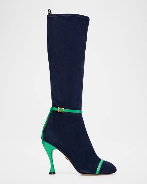 Dries Van Noten Glove Leather Wedge Knee Boots | Neiman Marcus