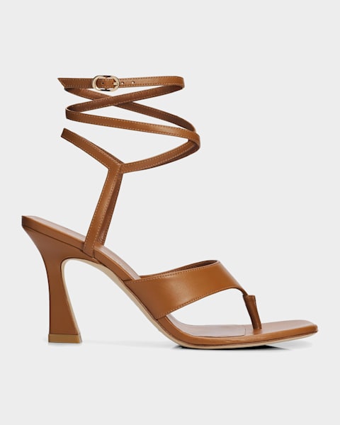 Rene Caovilla Floraine Crystal Flower Satin Snake Wrap Sandals