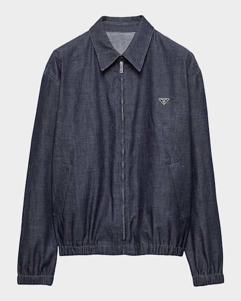 Prada Men's Velvet Denim Blouson Jacket | Neiman Marcus