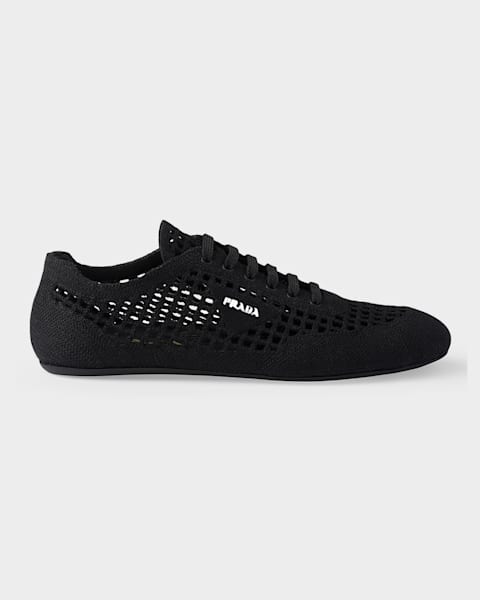 Prada Metallic Crochet Low-Top Sneakers | Neiman Marcus