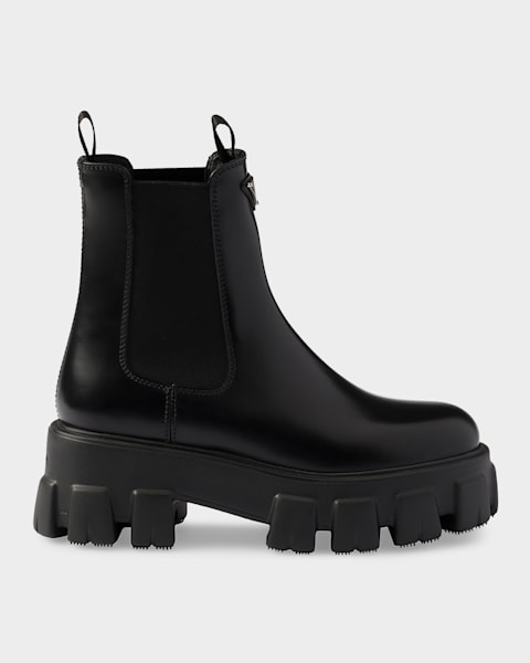 Prada Leather Front-Zip Ankle Boots | Neiman Marcus