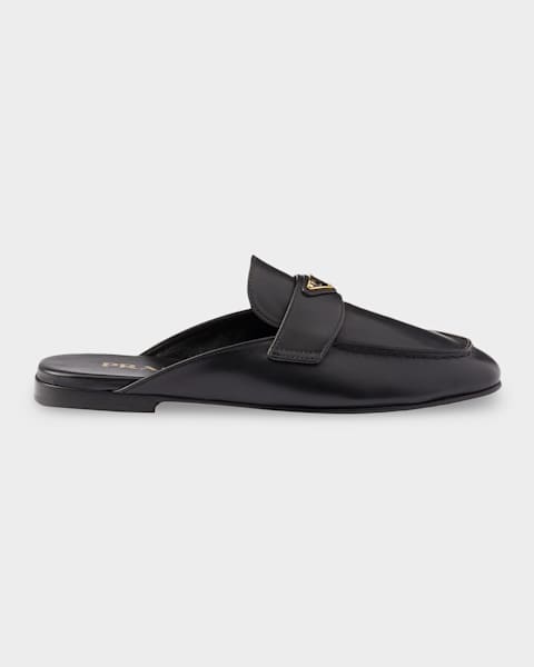 Prada Brushed Leather Mules | Neiman Marcus
