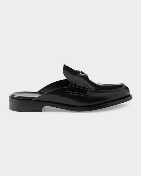 Prada 10mm Leather Mules | Neiman Marcus