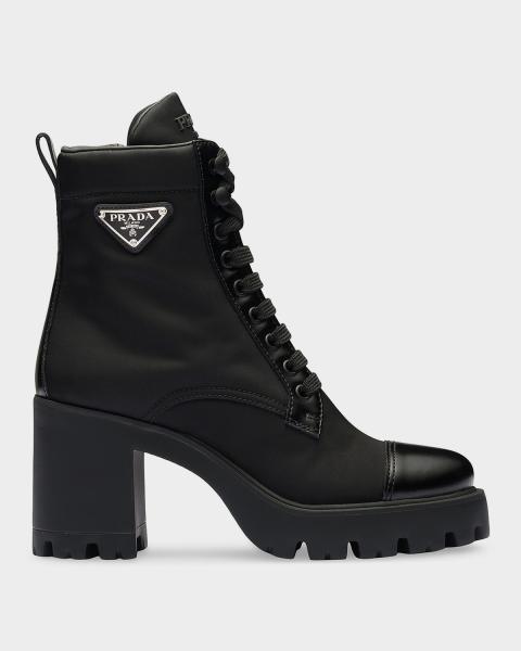 Prada Leather Front-Zip Ankle Boots | Neiman Marcus