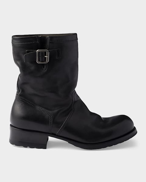Prada Men's Monolith Brushed Leather Chelsea Boots | Neiman Marcus