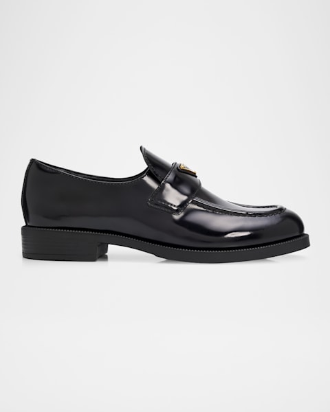 Prada Brushed Leather Monolith Loafers | Neiman Marcus