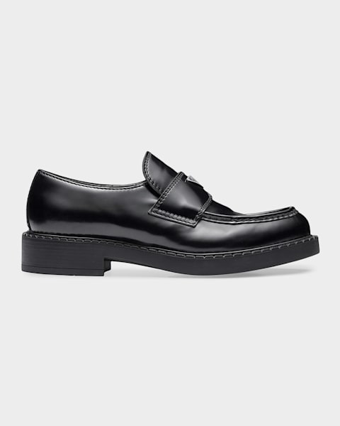 Prada Men's Monolith Brushed Leather Loafers | Neiman Marcus