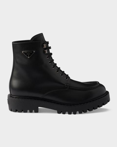 Prada Men's Leather Mid-Calf Boots | Neiman Marcus