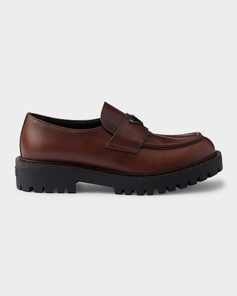 Prada Men's Shuffle Antiqued Leather Loafers | Neiman Marcus