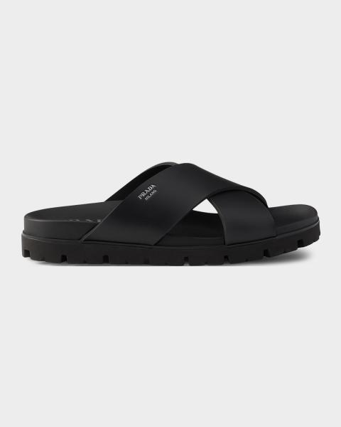 Prada Silkscreen Logo Print Slides Sz 9.5 Black Lug Sole Casual Sporty Vacation s-l400.jpg main image 4